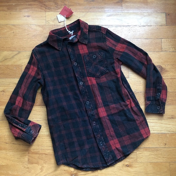 Mossimo Size Small 6/7 plaid snap up collared dress shirt - Picture 1 of 5